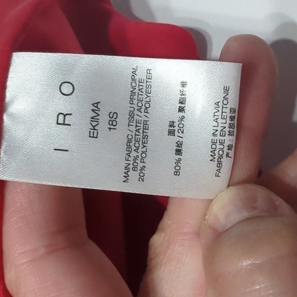 Iro Womens Dress Ekima Asymmetrical Crepe Mini Poppy Red Short Sleeve Size 6 - Picture 13 of 16